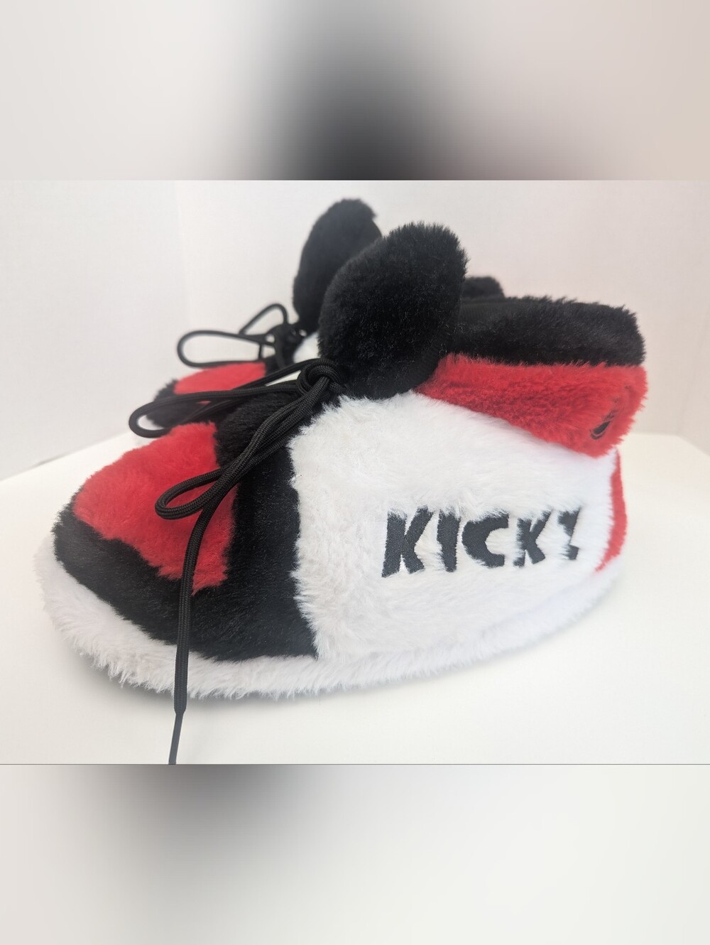Unbranded Plush Sneaker Slippers Bred Red Black White One Size Fits Most